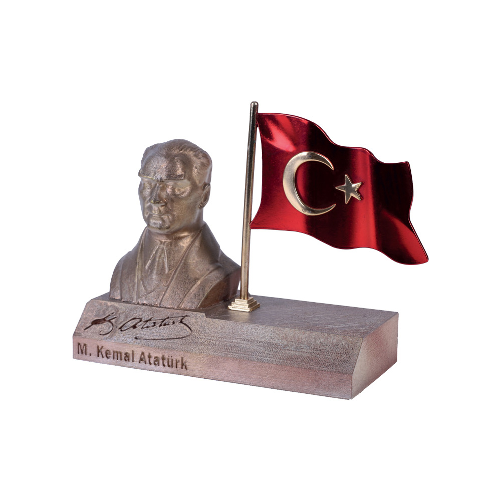 Promosyon Atatürk Büstü ve Türk Bayrağı Plaket - 9529